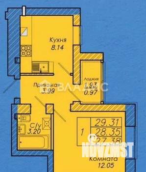 1-к квартира, вторичка, 30м2, 2/9 этаж