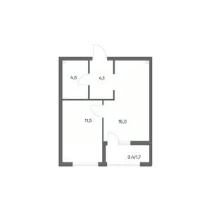 1-к квартира, строящийся дом, 37м2, 1/18 этаж