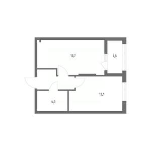 1-к квартира, строящийся дом, 40м2, 4/8 этаж