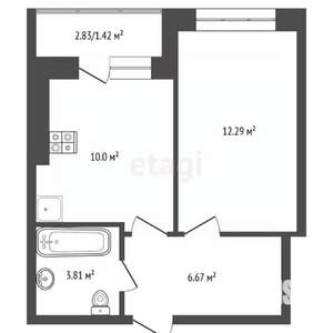 1-к квартира, сданный дом, 36м2, 2/9 этаж