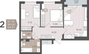 Студия квартира, вторичка, 56м2, 1/9 этаж