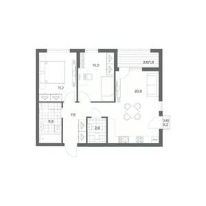 2-к квартира, вторичка, 60м2, 2/18 этаж