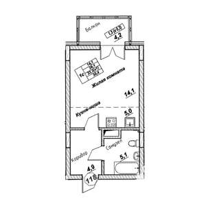 Студия квартира, вторичка, 30м2, 7/7 этаж
