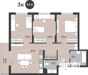 3-к квартира, вторичка, 85м2, 1/9 этаж