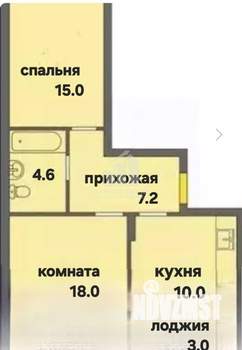 2-к квартира, вторичка, 55м2, 9/10 этаж