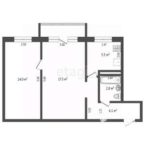 2-к квартира, вторичка, 46м2, 2/5 этаж