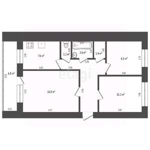 3-к квартира, вторичка, 59м2, 5/5 этаж
