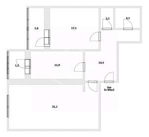 3-к квартира, вторичка, 95м2, 5/14 этаж