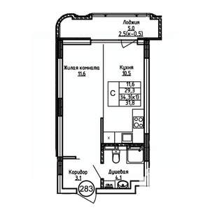 Студия квартира, вторичка, 32м2, 2/9 этаж