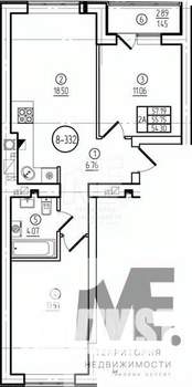 2-к квартира, вторичка, 56м2, 5/9 этаж