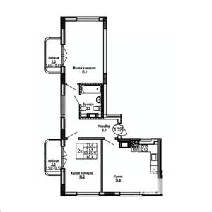 2-к квартира, вторичка, 60м2, 3/9 этаж