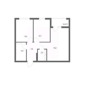 2-к квартира, строящийся дом, 58м2, 7/18 этаж