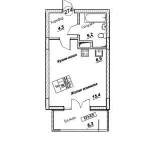 Студия квартира, вторичка, 34м2, 5/7 этаж