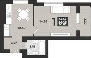 1-к квартира, вторичка, 34м2, 3/9 этаж