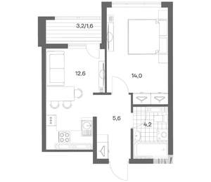 1-к квартира, строящийся дом, 38м2, 18/18 этаж