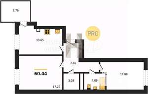 2-к квартира, вторичка, 60м2, 2/9 этаж
