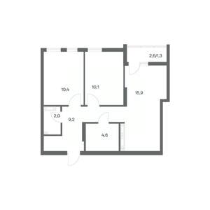 2-к квартира, вторичка, 54м2, 6/18 этаж