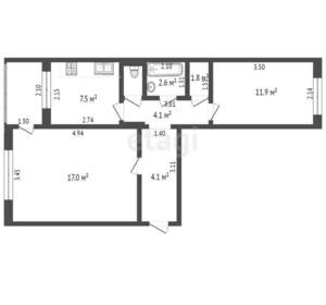 2-к квартира, вторичка, 51м2, 2/5 этаж