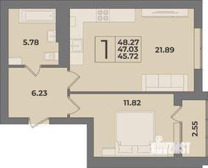 1-к квартира, вторичка, 48м2, 9/9 этаж