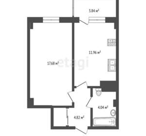 1-к квартира, сданный дом, 44м2, 6/25 этаж