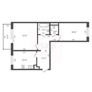 2-к квартира, вторичка, 60м2, 4/9 этаж