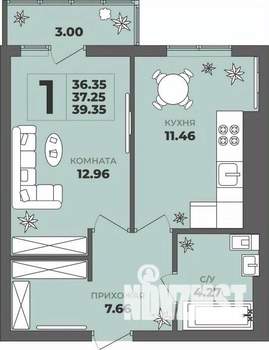 1-к квартира, вторичка, 37м2, 2/8 этаж