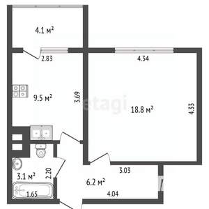 1-к квартира, вторичка, 38м2, 5/12 этаж