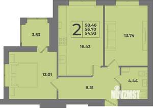 2-к квартира, вторичка, 58м2, 3/8 этаж