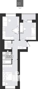 2-к квартира, вторичка, 55м2, 3/9 этаж