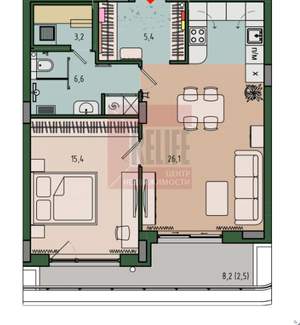 1-к квартира, вторичка, 59м2, 8/13 этаж