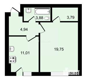 1-к квартира, вторичка, 44м2, 5/5 этаж