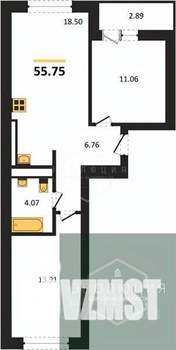 2-к квартира, вторичка, 56м2, 7/9 этаж