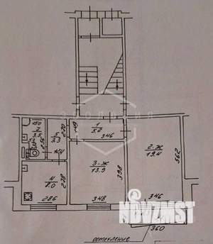 2-к квартира, вторичка, 54м2, 1/5 этаж