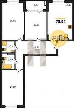 2-к квартира, вторичка, 63м2, 6/9 этаж