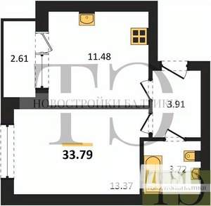 1-к квартира, вторичка, 34м2, 4/9 этаж