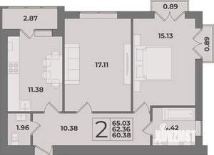 2-к квартира, вторичка, 65м2, 3/9 этаж