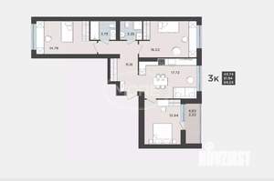 3-к квартира, вторичка, 82м2, 1/9 этаж