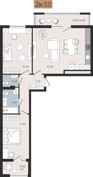 2-к квартира, вторичка, 80м2, 7/10 этаж