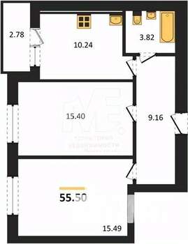 2-к квартира, вторичка, 56м2, 8/9 этаж