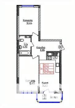2-к квартира, строящийся дом, 60м2, 1/9 этаж