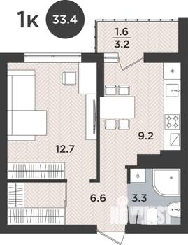 1-к квартира, вторичка, 33м2, 8/9 этаж
