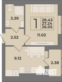 1-к квартира, вторичка, 28м2, 7/9 этаж