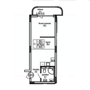 Студия квартира, вторичка, 36м2, 2/9 этаж