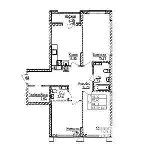 3-к квартира, строящийся дом, 84м2, 7/9 этаж