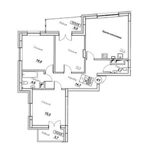 3-к квартира, вторичка, 94м2, 7/7 этаж