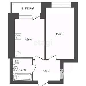 1-к квартира, вторичка, 28м2, 5/9 этаж