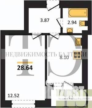 1-к квартира, вторичка, 29м2, 9/9 этаж