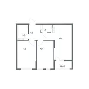 2-к квартира, строящийся дом, 56м2, 18/18 этаж