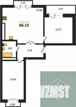 2-к квартира, вторичка, 66м2, 9/9 этаж