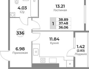 1-к квартира, вторичка, 37м2, 5/10 этаж
